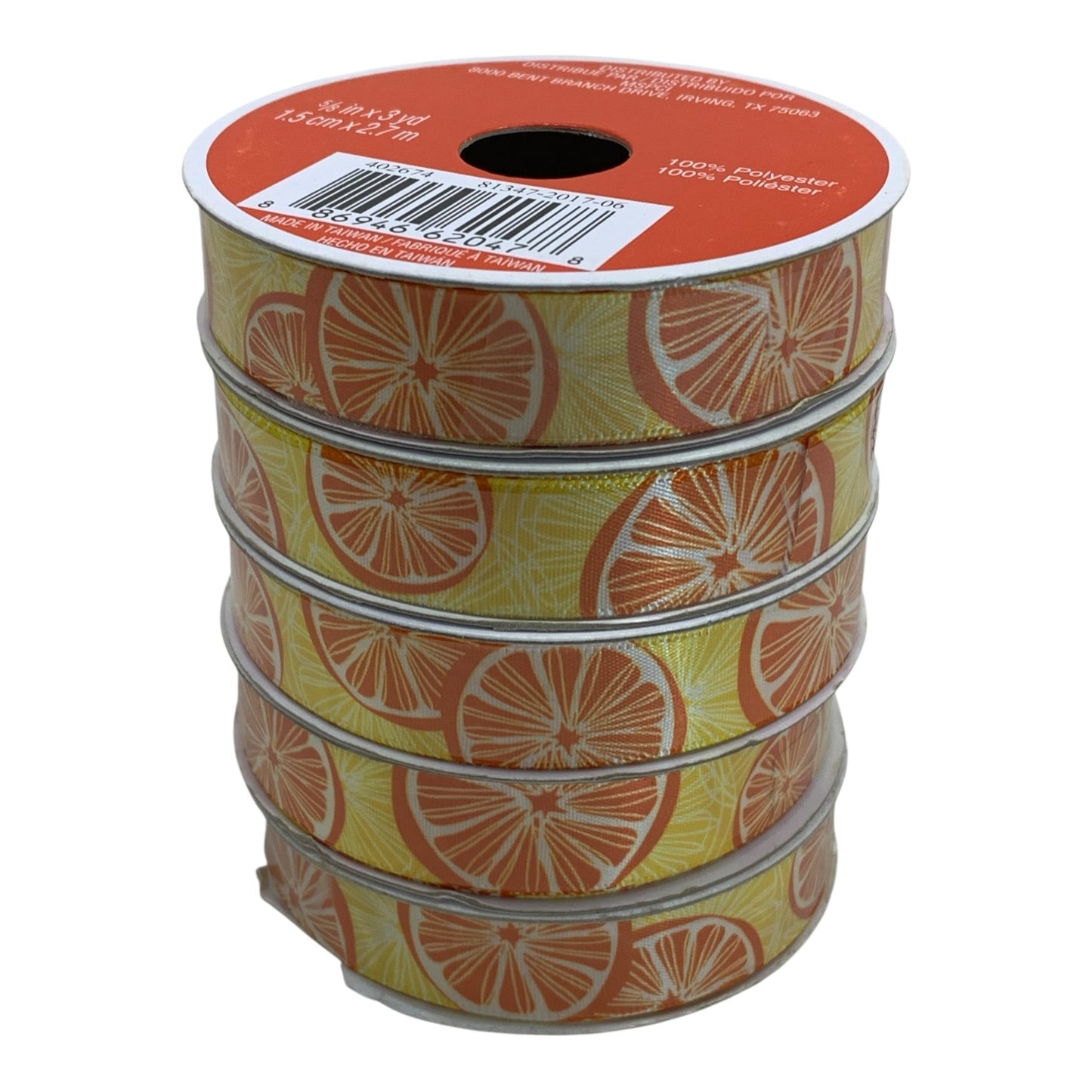 24213 - Five Pack Orange Slice Ribbon Each Roll 5/8X36 Inches |TBD|