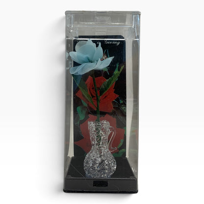 9104 - 5" Light Blue Everlasting Rose with Vase |TBD|