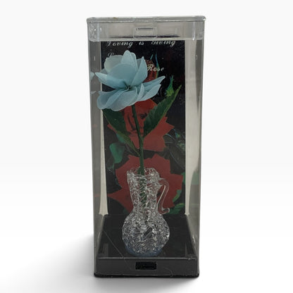 9104 - 5" Light Blue Everlasting Rose with Vase |TBD|