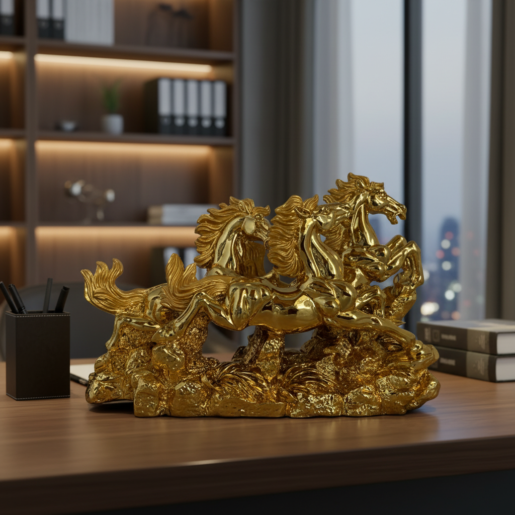 9716 - 12" 3 Gold Horses - Galloping |Z-59|Store|