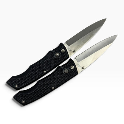 3592- Set of Two 7.5" Black Lock Back Knife Stainless Blade |TBD|
