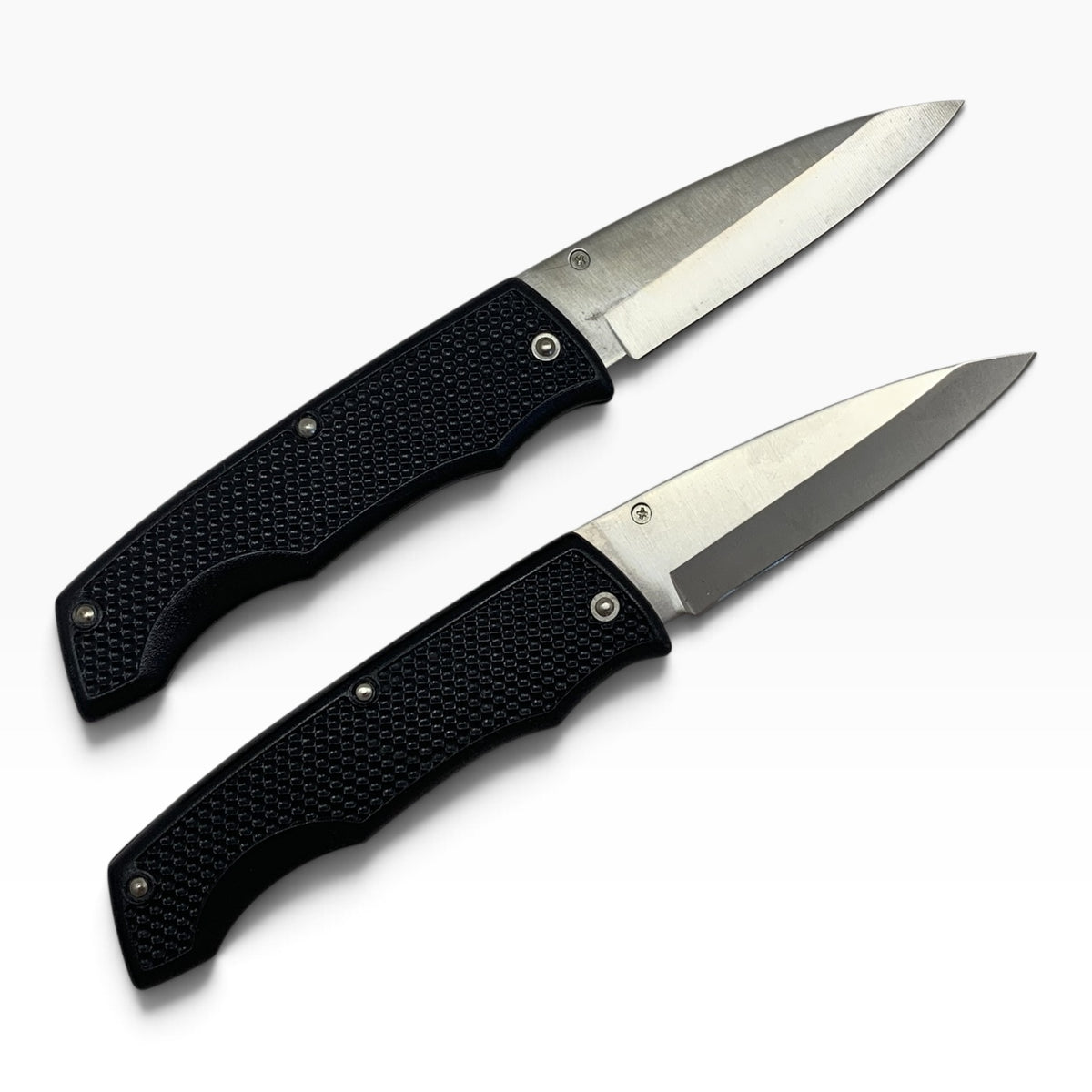 3592- Set of Two 7.5" Black Lock Back Knife Stainless Blade |TBD|