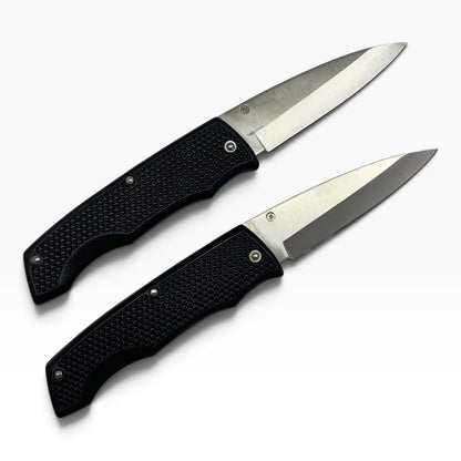 3592- Set of Two 7.5" Black Lock Back Knife Stainless Blade |TBD|