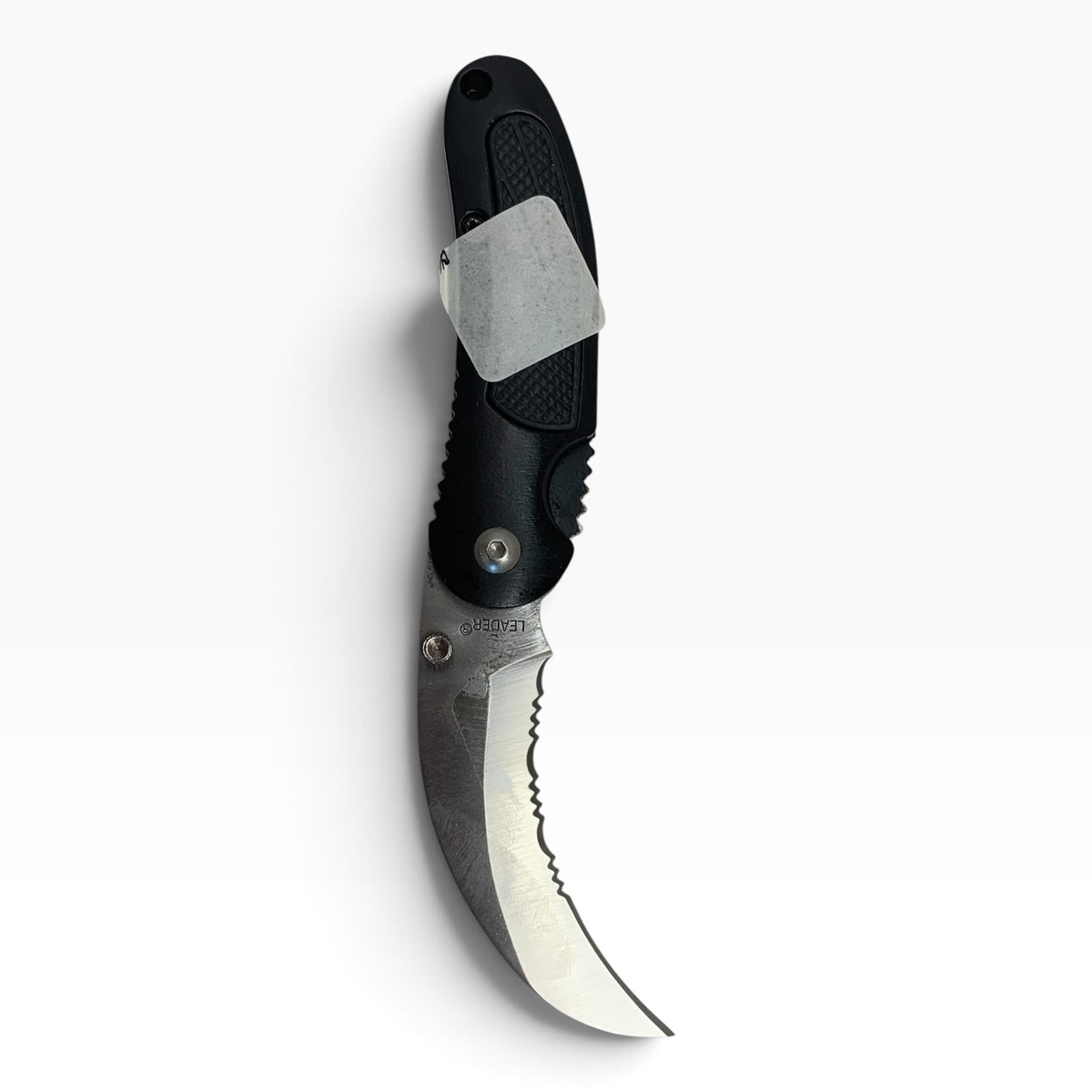 23111 - Black Serrated Folding Knife with Secure Pocket Clip – 4" Closed, 7.5" Overall Length  |85|