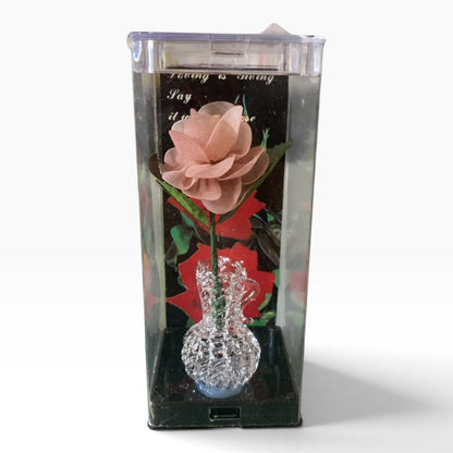 9184 - 5" Soft Peach Everlasting Rose With Vase |23-2|