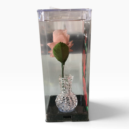 9184 - 5" Soft Peach Everlasting Rose With Vase |23-2|