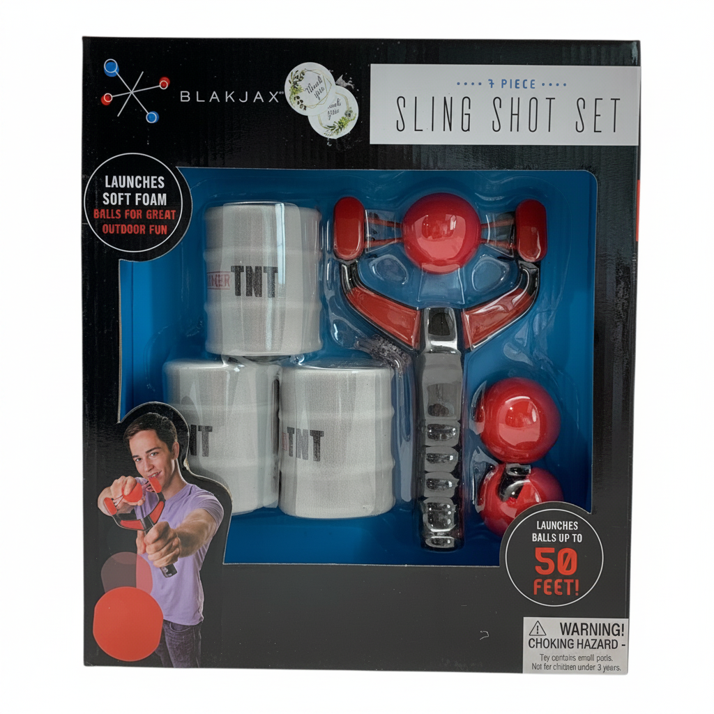 23717 - 7 Piece Sling Shot Set -Soft Foam Balls for Great Outdoor Fun 12" |TBD|