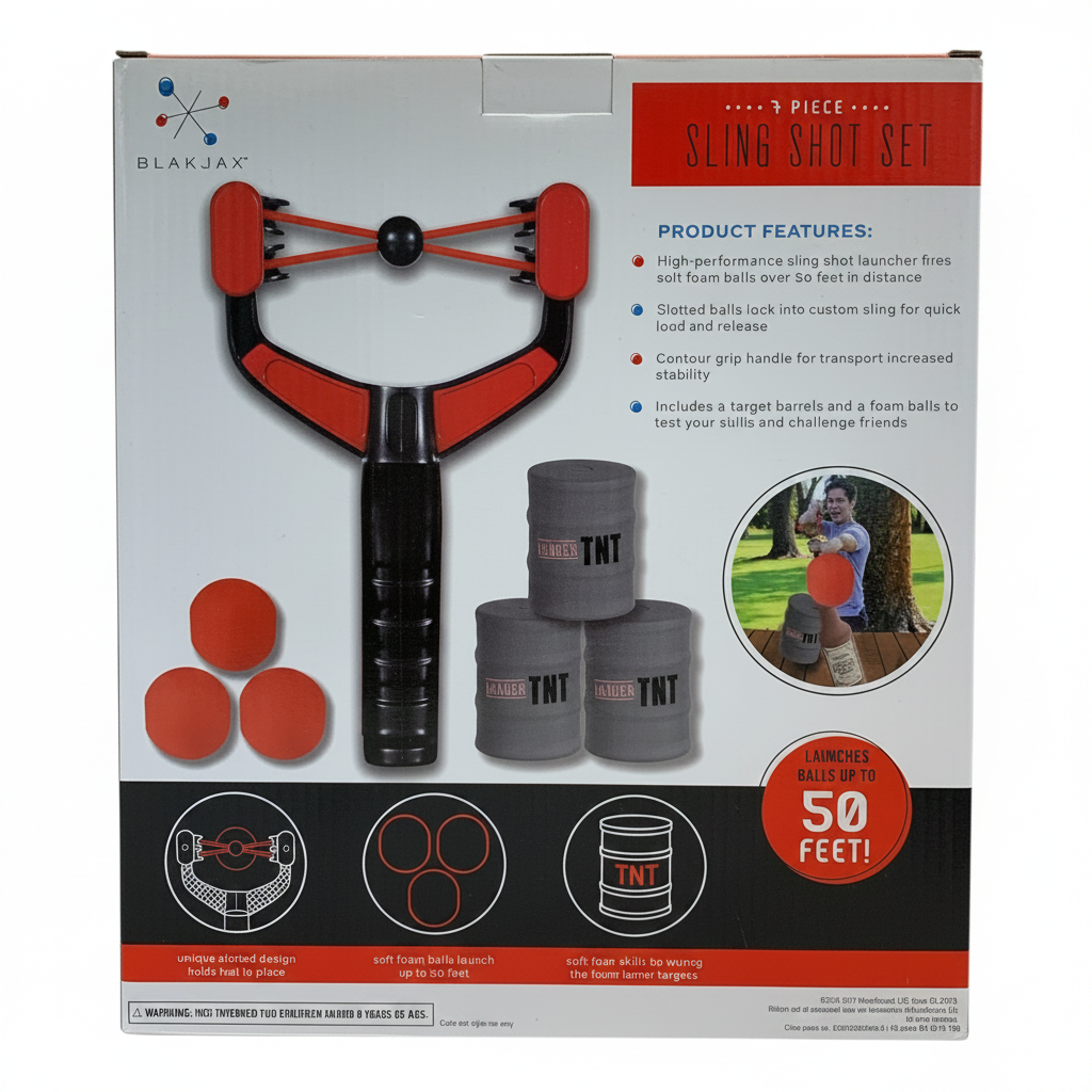 23717 - 7 Piece Sling Shot Set -Soft Foam Balls for Great Outdoor Fun 12" |TBD|