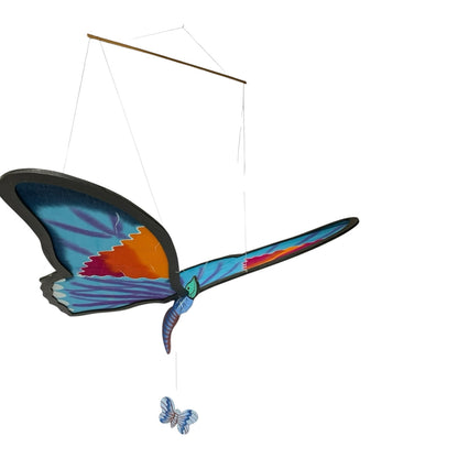 38260 - Silk Hand Painted Blue Butterfly Hanger 14" |TBD|
