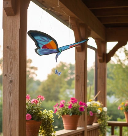 38260 - Silk Hand Painted Blue Butterfly Hanger 14" |TBD|