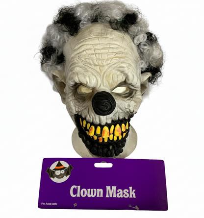 36576 - Creepy Adult Clown Mask White and Black Hair 10" |TBD|