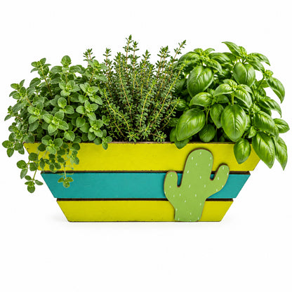25893 - 12x8" Cactus Wood Planter Box |F-19|