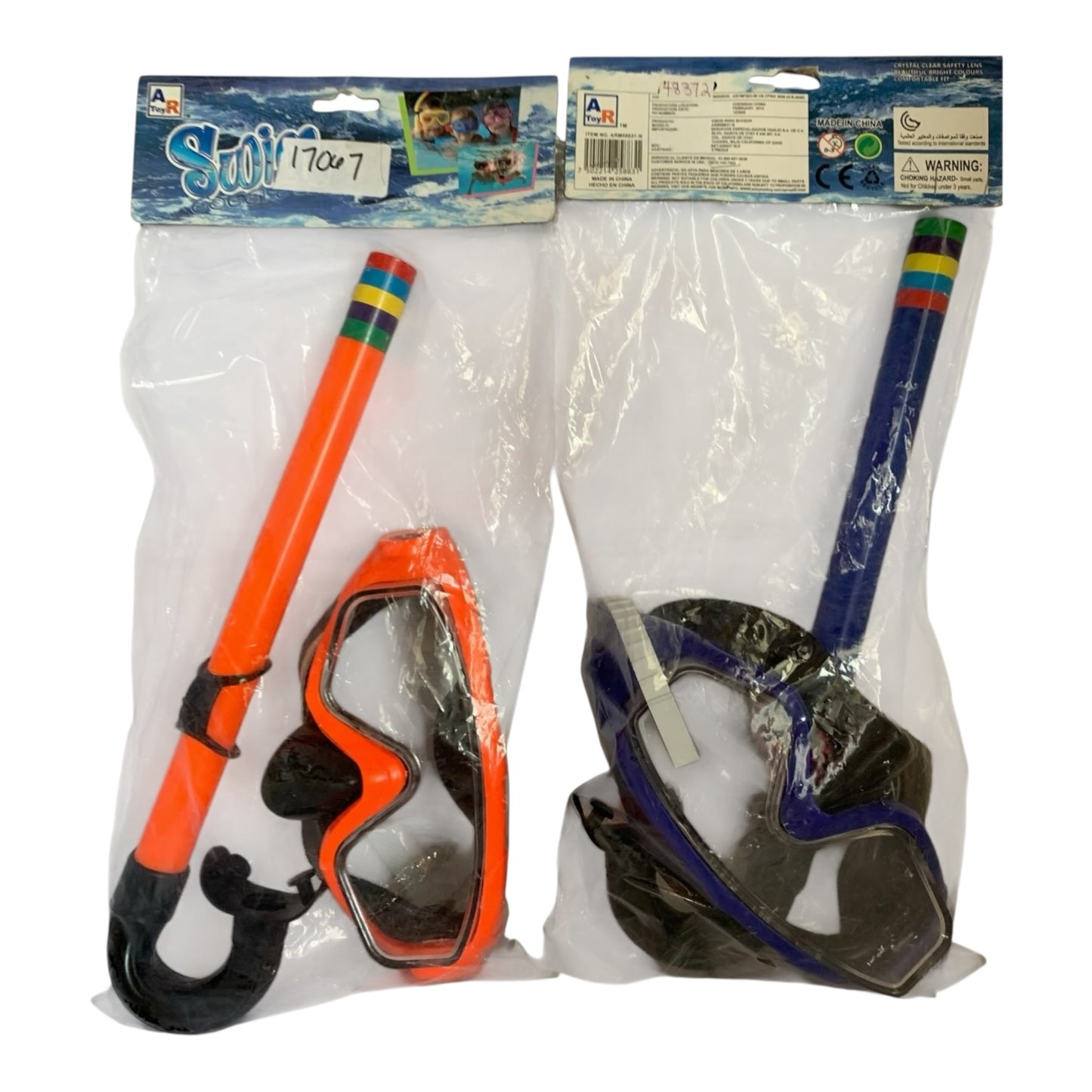 48372 - Blue and Orange Swimming Mask & Snorkel Set 12" |TBD|