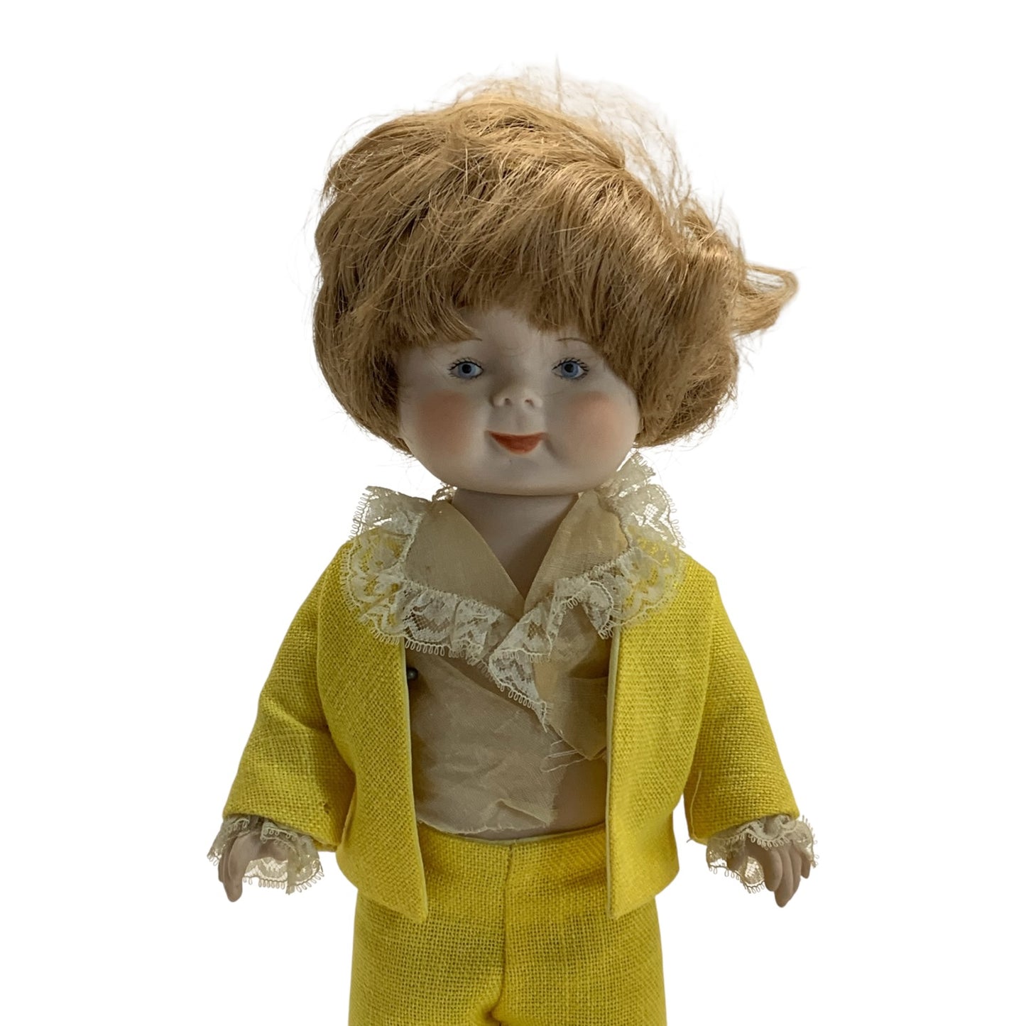 34037 - 13" January 1976 Moveable Porcelain Doll in Yellow Suit |TBD|