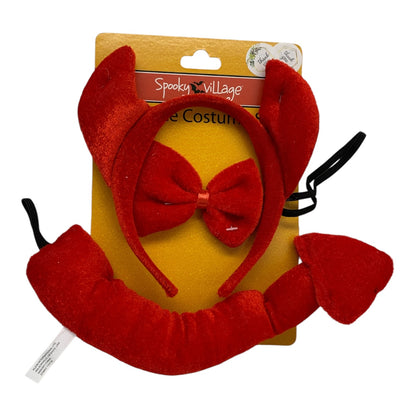 29360 - Spooky Village Devil 3 Pc Set Headband w/ Horns, Bow Tie And Tail 7" |TBD|