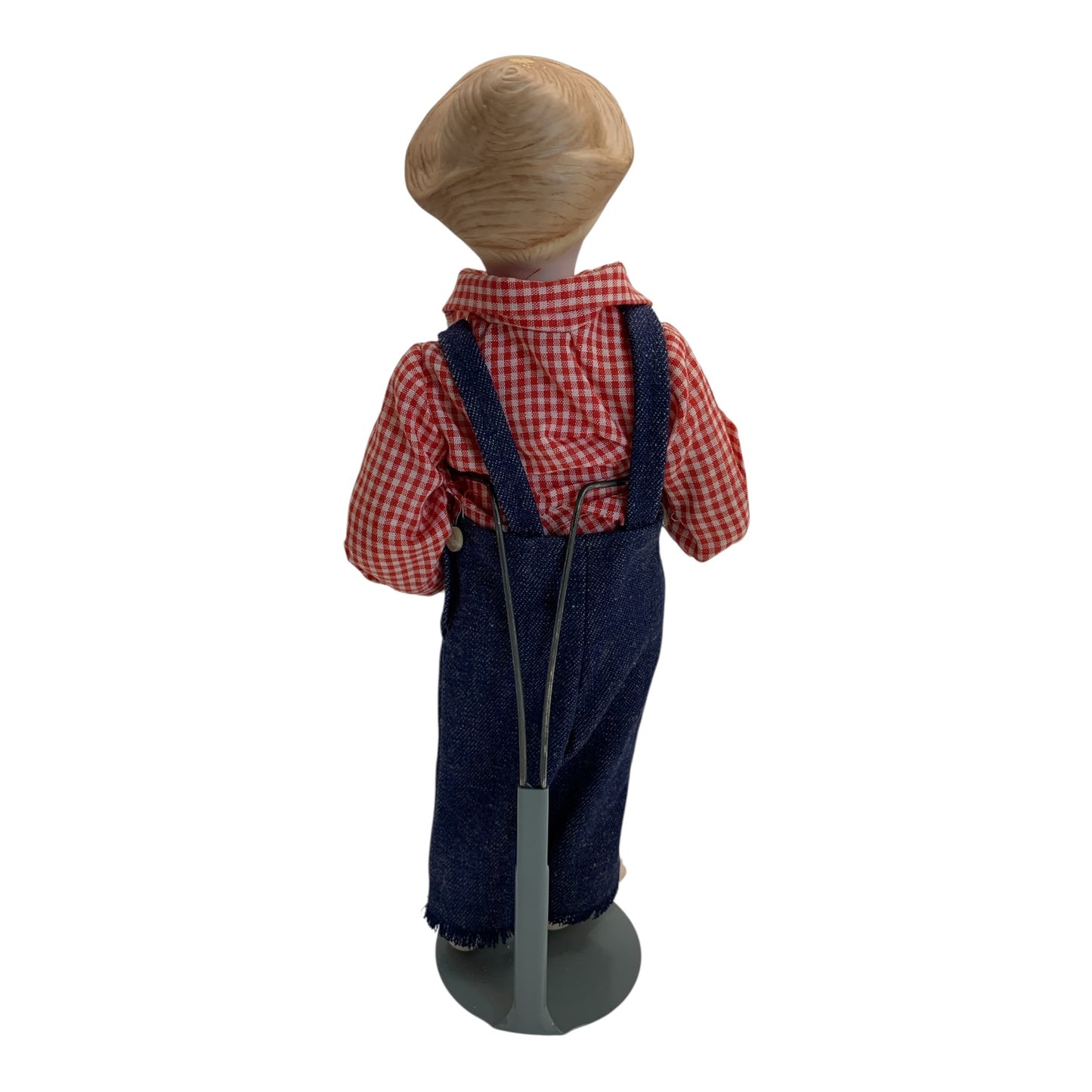 34001 - Vintage 12" Moveable Porcelain 1966 Boy Doll in Overalls |TBD|