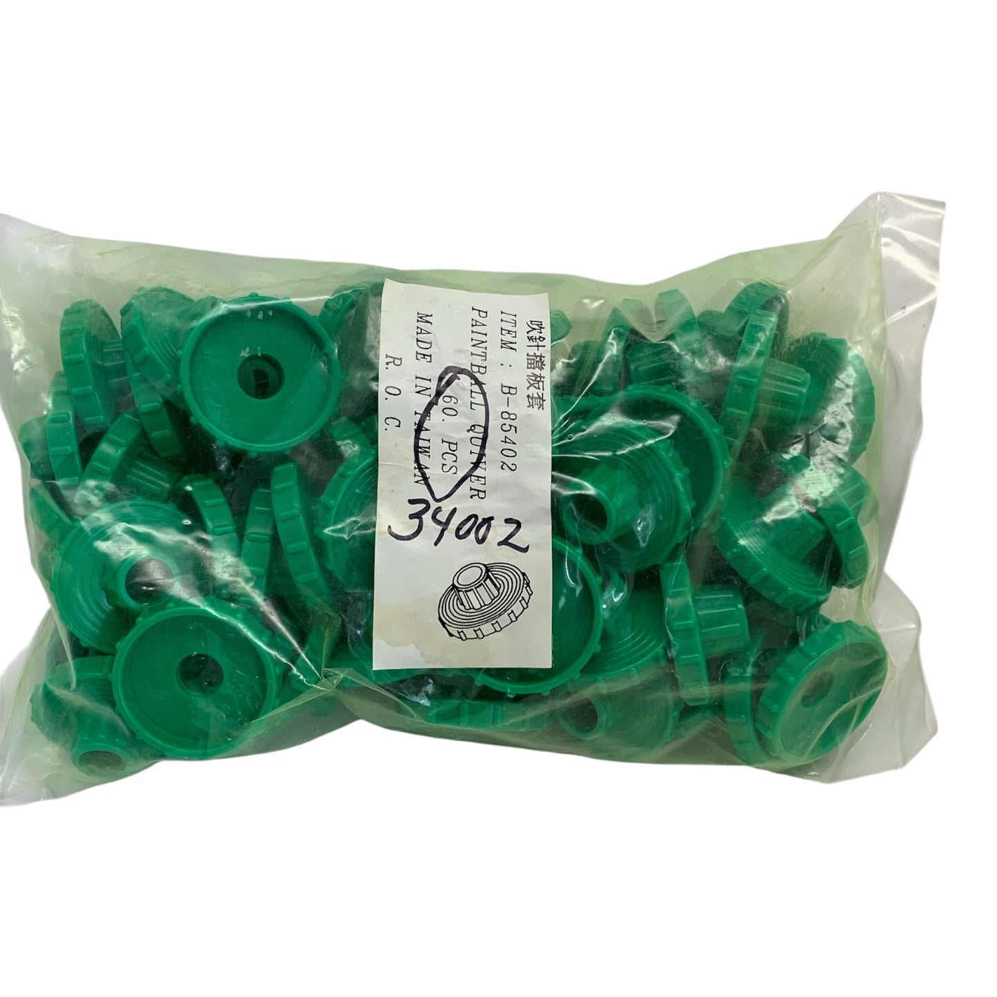34002 - 60 Piece Green Paintball Quivers for 40 Caliber Blowguns 2" |TBD|