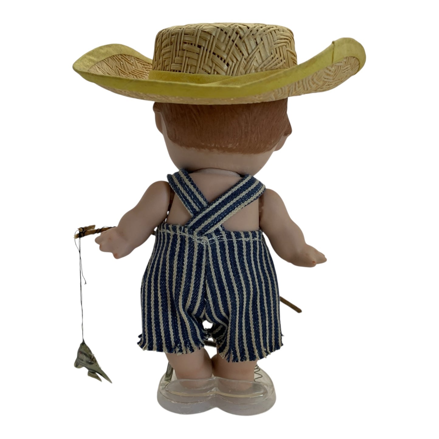 34035 - Vintage 7" Moveable Porcelain Fishing Doll with Straw Hat |TBD|