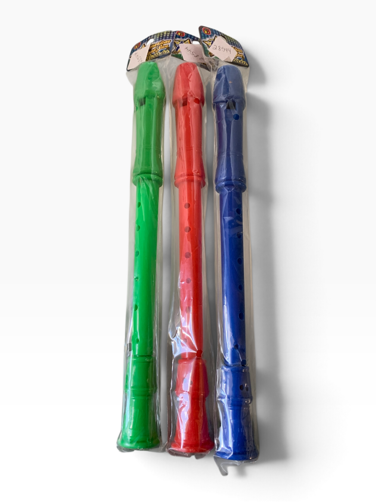 28544 - Set of 3 Ja Ru Plastic Recorder Assorted Colors 18" |R-62|