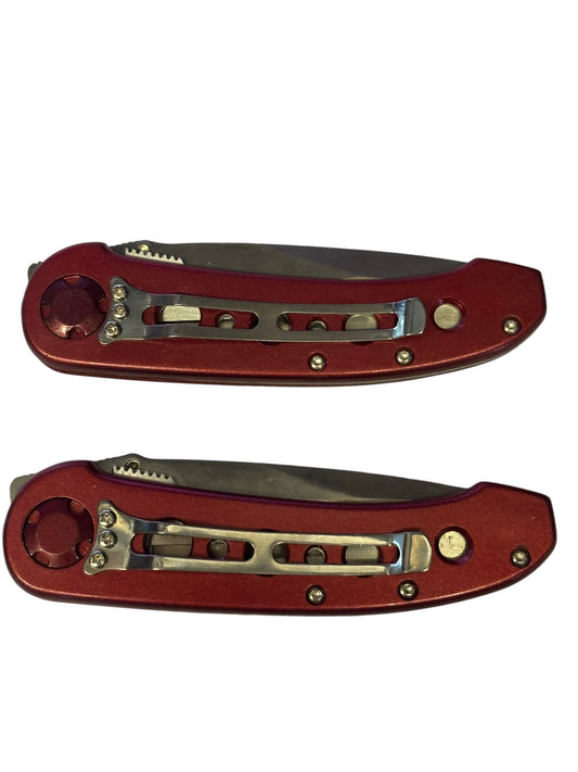 13622 - Set of Two 4.5" Closed Serrated Pocket Folding Knife Red |112|STORE|
