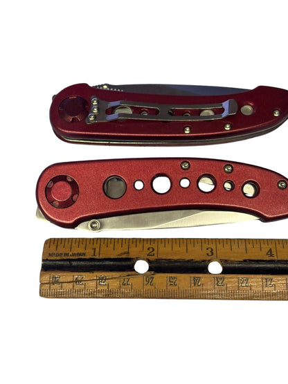 13622 - Set of Two 4.5" Closed Serrated Pocket Folding Knife Red |112|STORE|