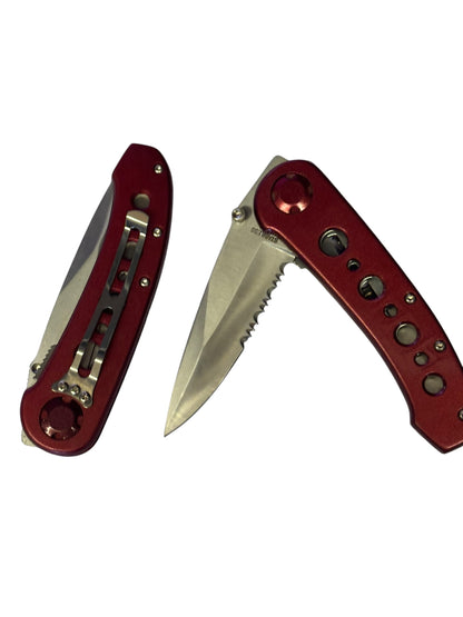 13622 - Set of Two 4.5" Closed Serrated Pocket Folding Knife Red |112|STORE|