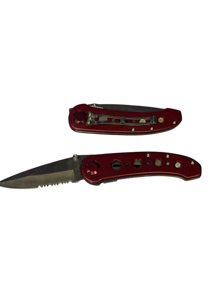 13622 - Set of Two 4.5" Closed Serrated Pocket Folding Knife Red |112|STORE|