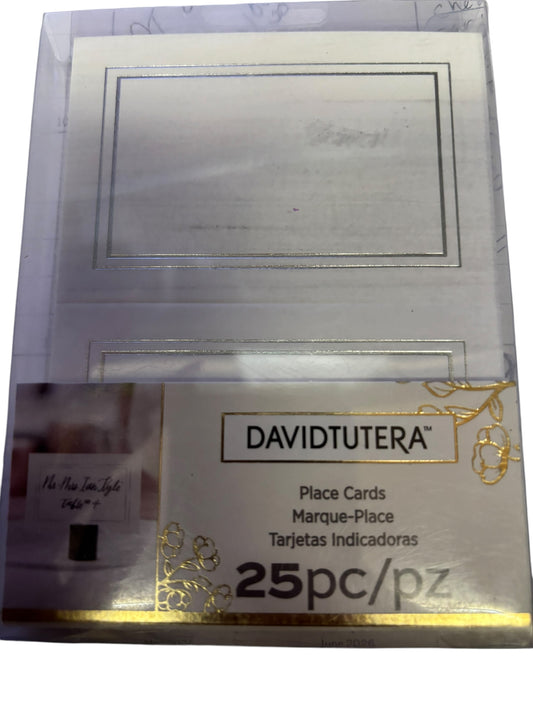 38954 - David Tutera 25-Piece Place Cards Silver 3.75 x 2.5 Inches |1-35|