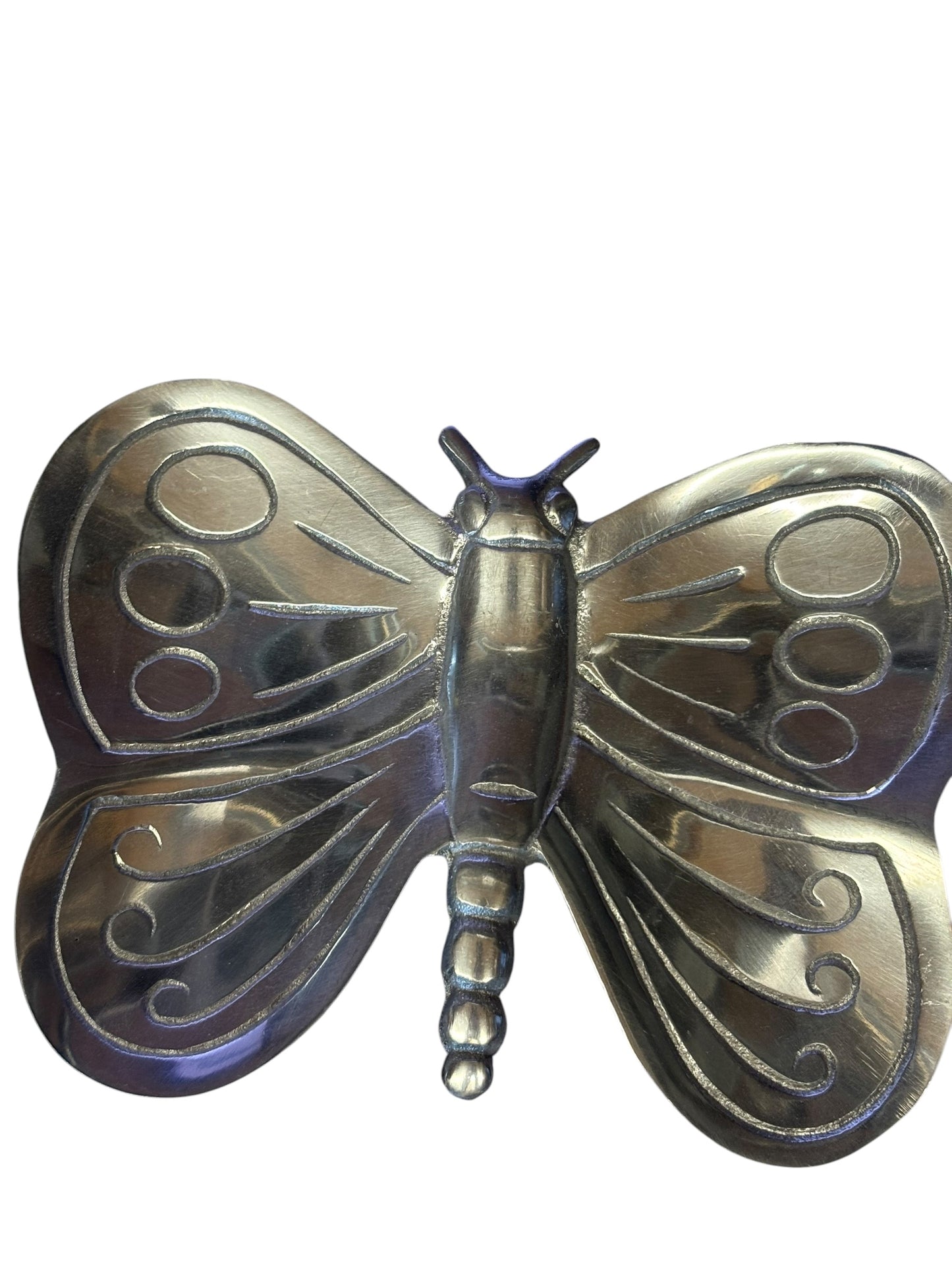 27484 - Heavy 7" Silver Butterfly Trinket Dish |10-15|