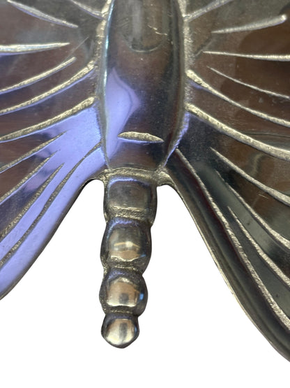 27484 - Heavy 7" Silver Butterfly Trinket Dish |10-15|
