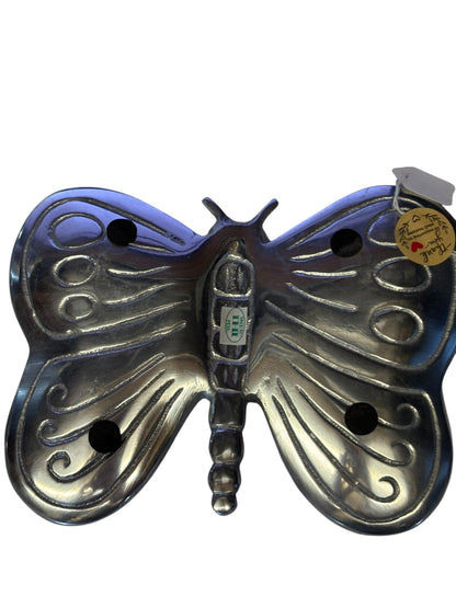 27484 - Heavy 7" Silver Butterfly Trinket Dish |10-15|