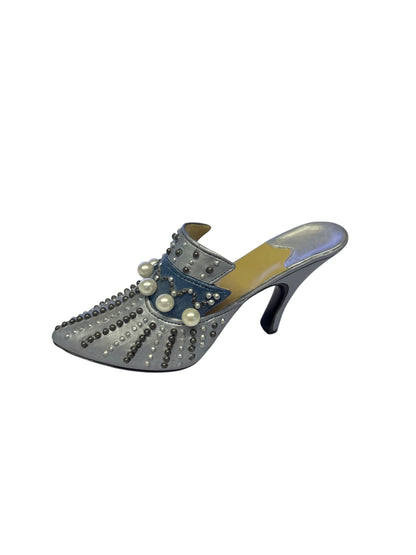 25706 -4" Silver Victoria 1999 Decorative Shoe Sculpture with Pearls |1-27|