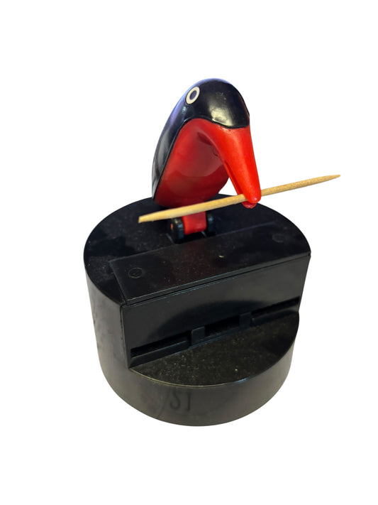1020 - Vintage Plastic Pecking Woodpecker Bird Toothpick Dispenser - |TBD|
