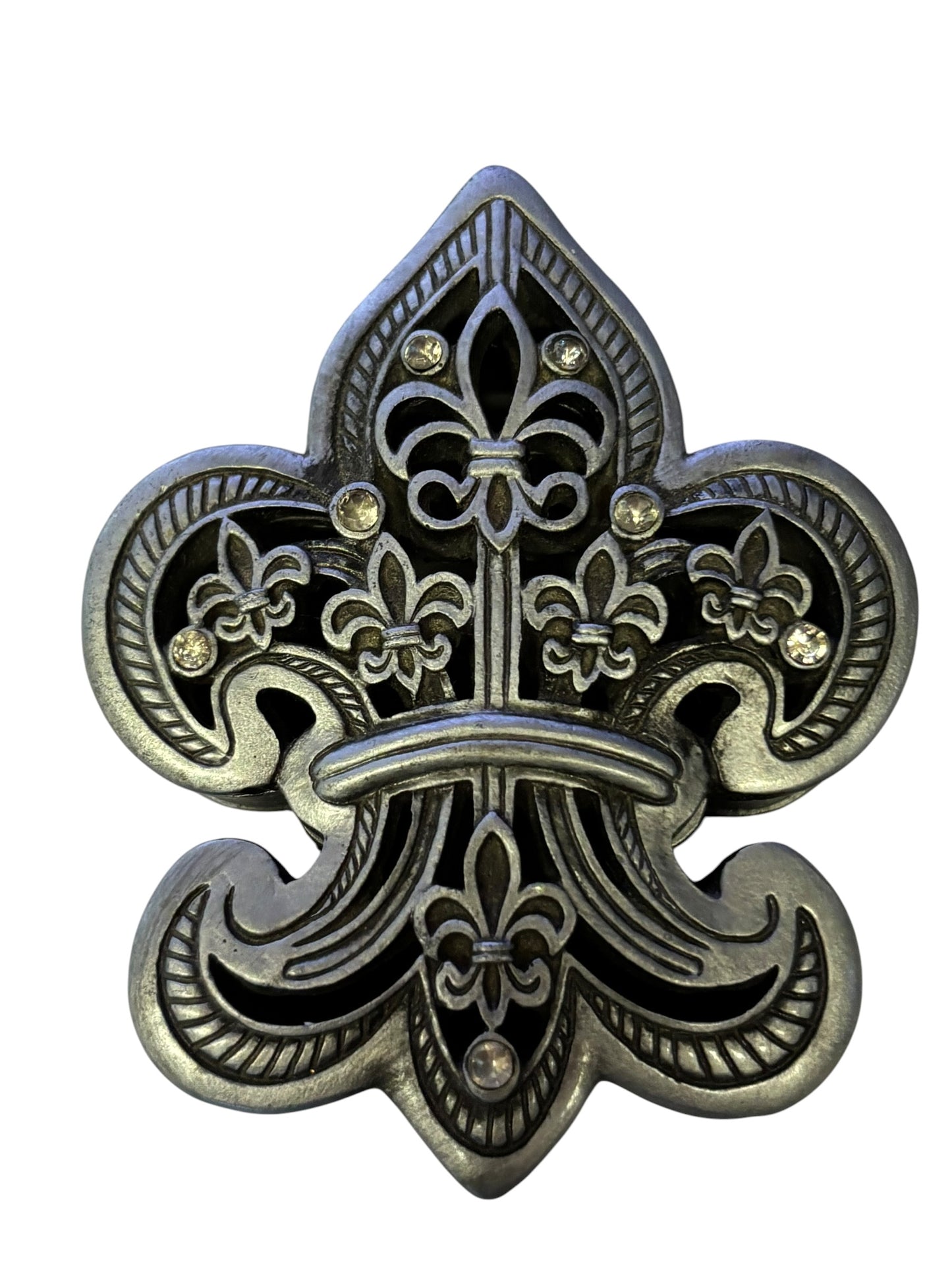 27976 - 3.5" Silver Fleur De Lis Trinket Box |22-11|