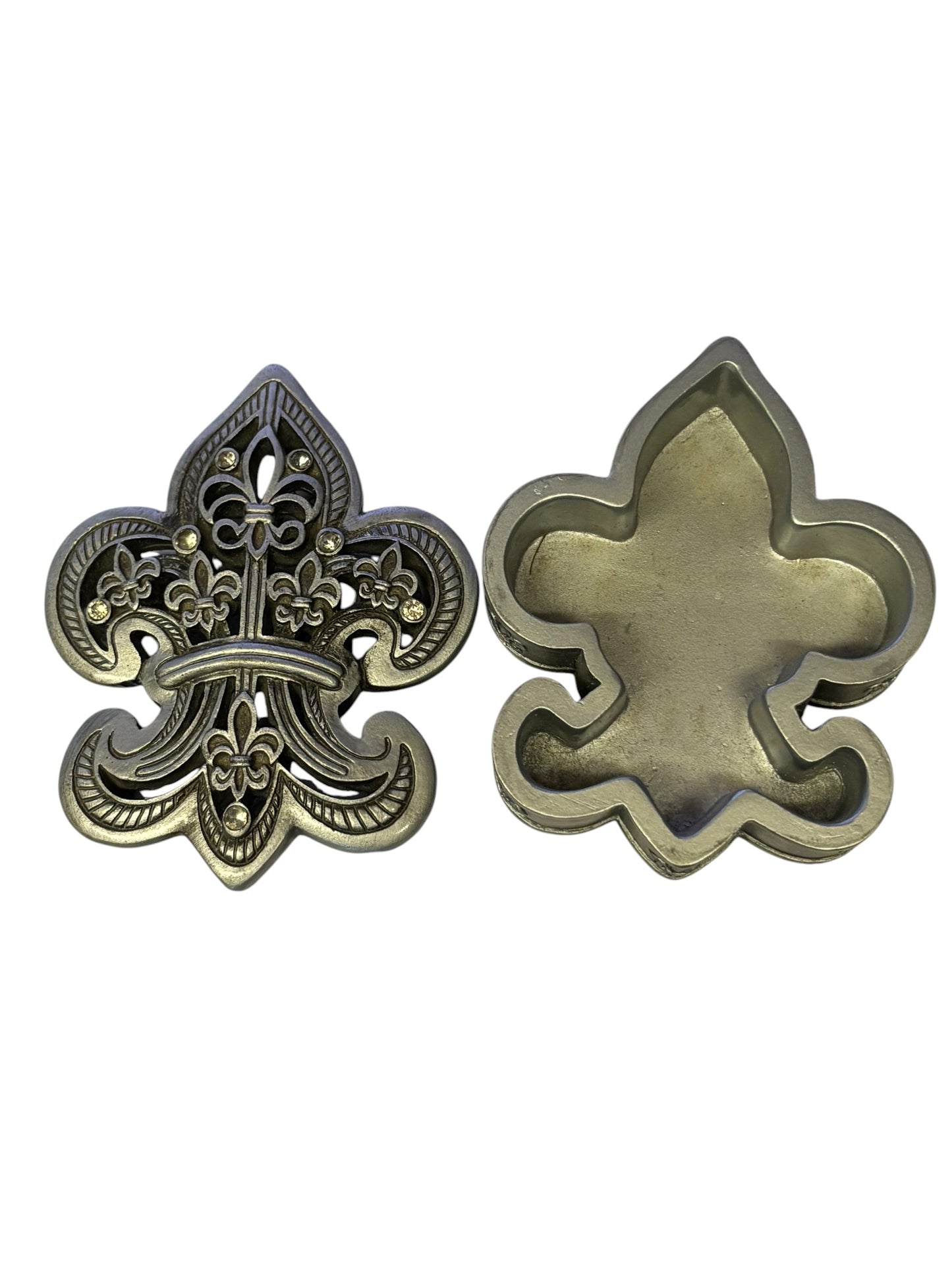 27976 - 3.5" Silver Fleur De Lis Trinket Box |22-11|