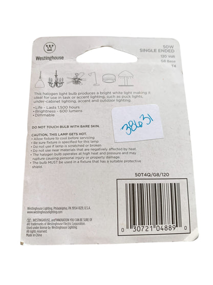 38631 - Set of Five 50W G8 Pin Base Halogen 2" |TBD|