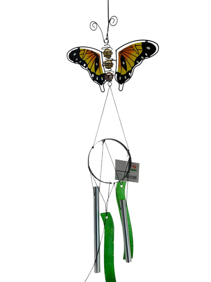 34025 -Stunning Monarch Glass Butterfly Windchime 16" |TBD|
