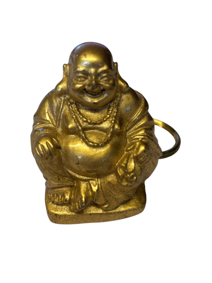 13157 - 2" Gold Sitting Ceramic Buddha Keychain #1 - Keychains |DVD Room-35|
