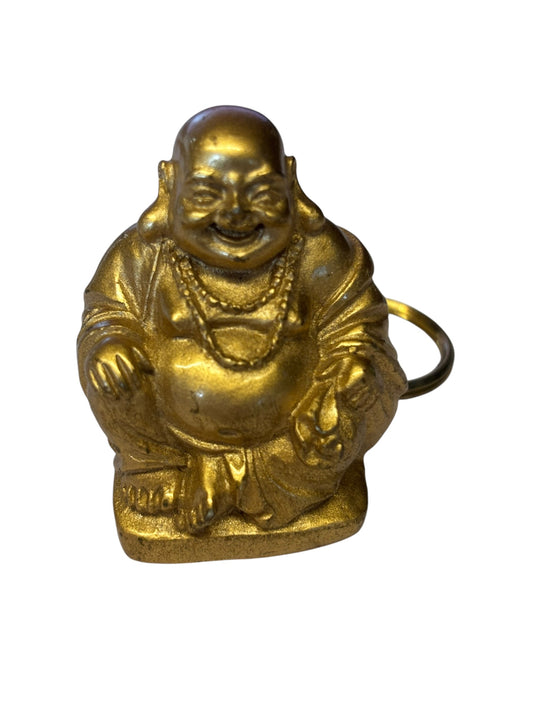13157 - 2" Gold Sitting Ceramic Buddha Keychain #1 - Keychains |DVD Room-35|