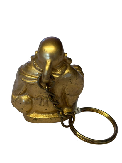13157 - 2" Gold Sitting Ceramic Buddha Keychain #1 - Keychains |DVD Room-35|