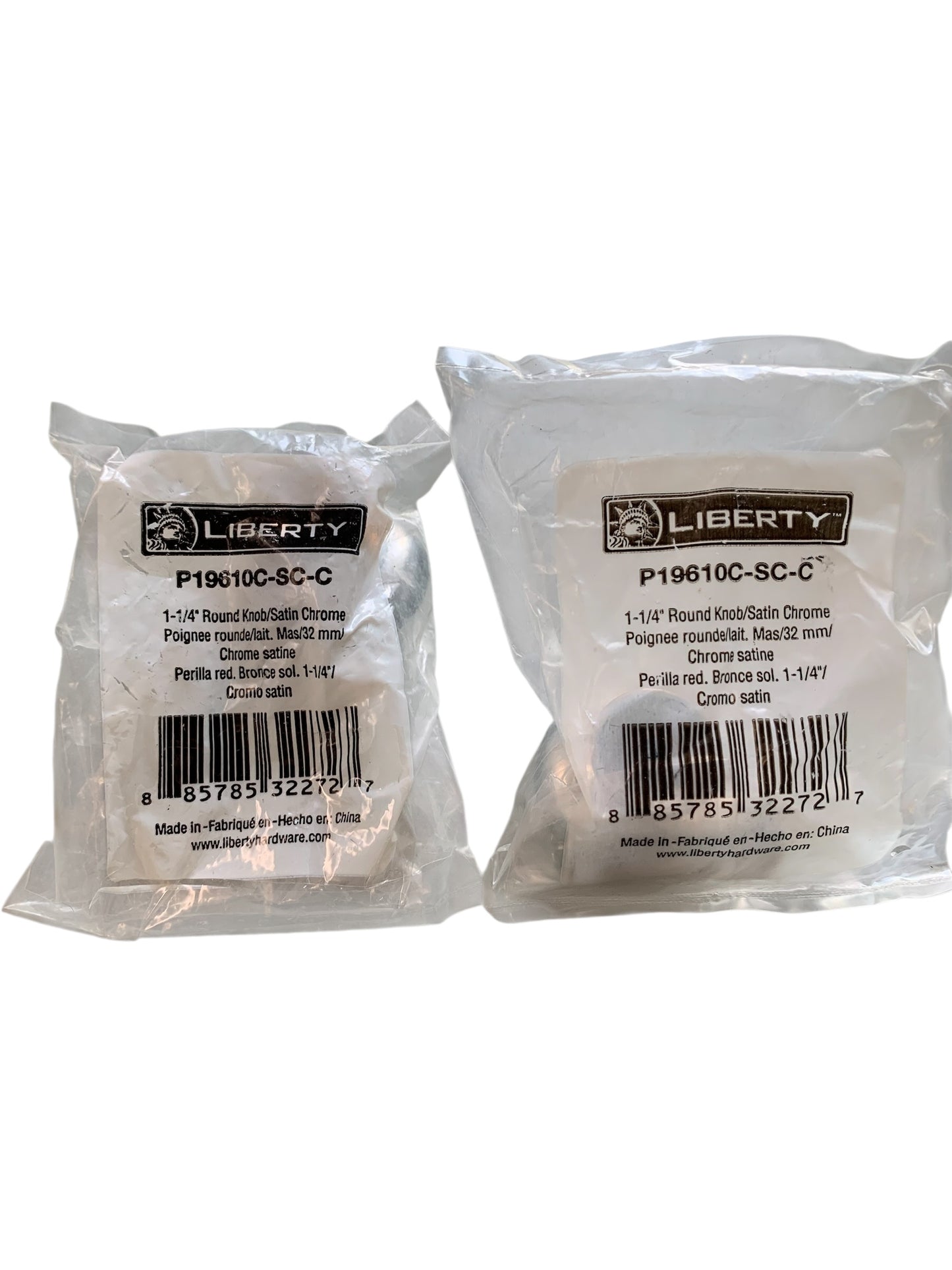 31831 -Set of Two Liberty Satin Chrome Knob Round 1" |15-E|