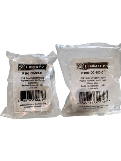 31831 -Set of Two Liberty Satin Chrome Knob Round 1" |15-E|