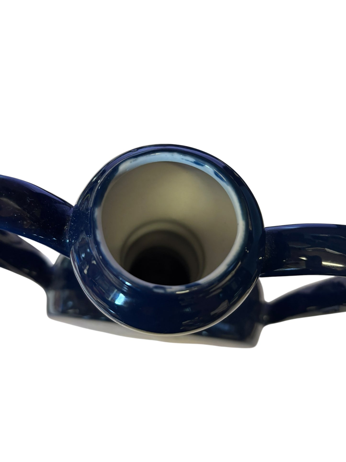 38406 - 10.5" Navy Blue Vase with Pheasants Ceramic |5-16|