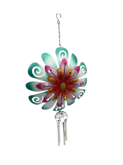 30029 -Teal & Pink Layered Metal Floral Garden Accent 21" Outdoor Patio Decoration |TBD|