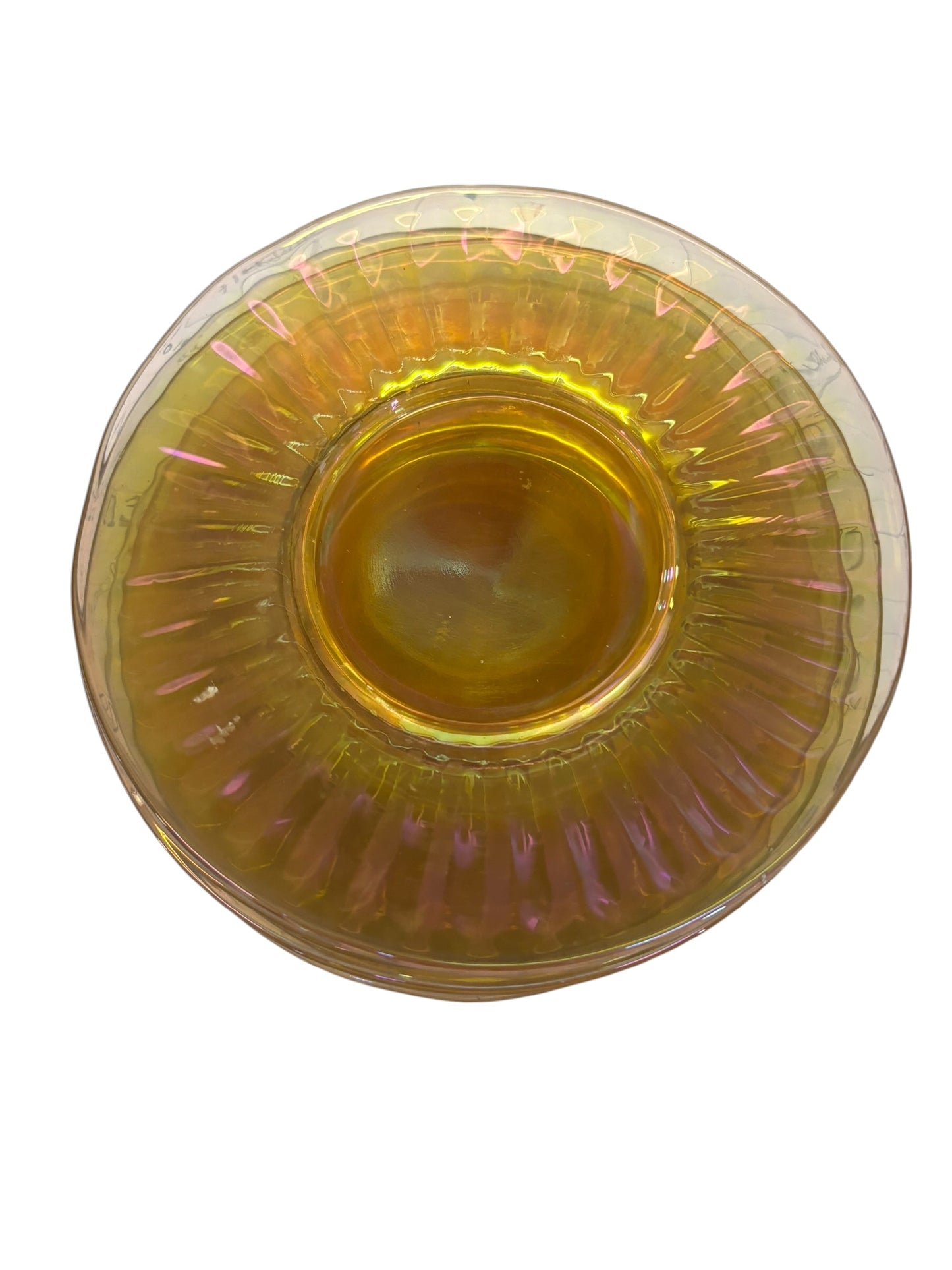30612 - Vintage 1950 6" Saucers Plates Peach Carnival Glass Set of 6 Pieces |10-15|