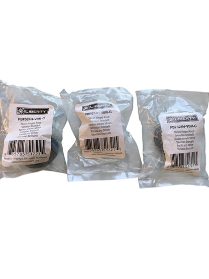 31008 - Three Pack 38mm Ringed Knob Venetian Bronze P37718C-CO-CP |11-12|