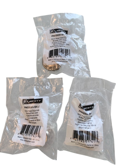 28788 - Three Pack 30mm Nickel Rope Edge Knob P13101H-CHR-C |6-11| |11-12|