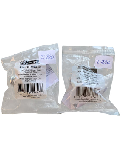 27820 - Two pack 1-1/4" Ceramic Comb Knob Chrome and White P50162H-CHW-C5 |11-12|