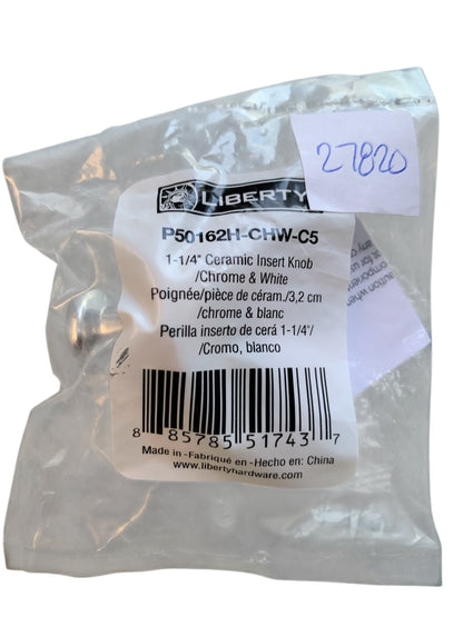 27820 - Two pack 1-1/4" Ceramic Comb Knob Chrome and White P50162H-CHW-C5 |11-12|