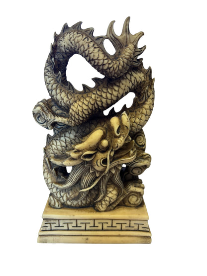 16408 - 7" Heavy Resin Faux Ivory Dragon Rising |Z-82|